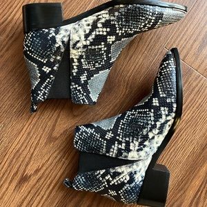 Marc Fisher snake print ankle boots
